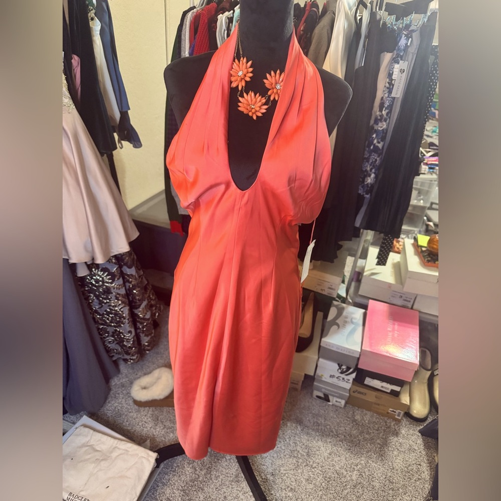Aidan Mattox Orange halter dress NWT